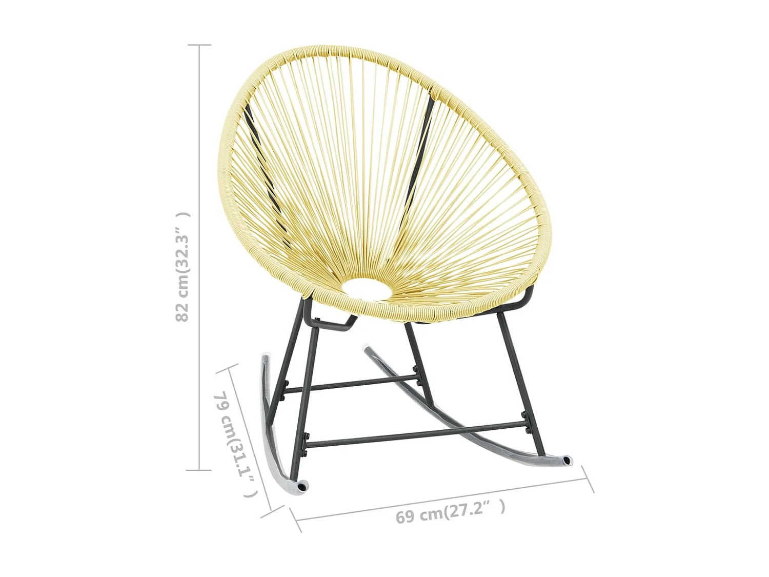 Cadeira Acapulco para jardim vime PE bege