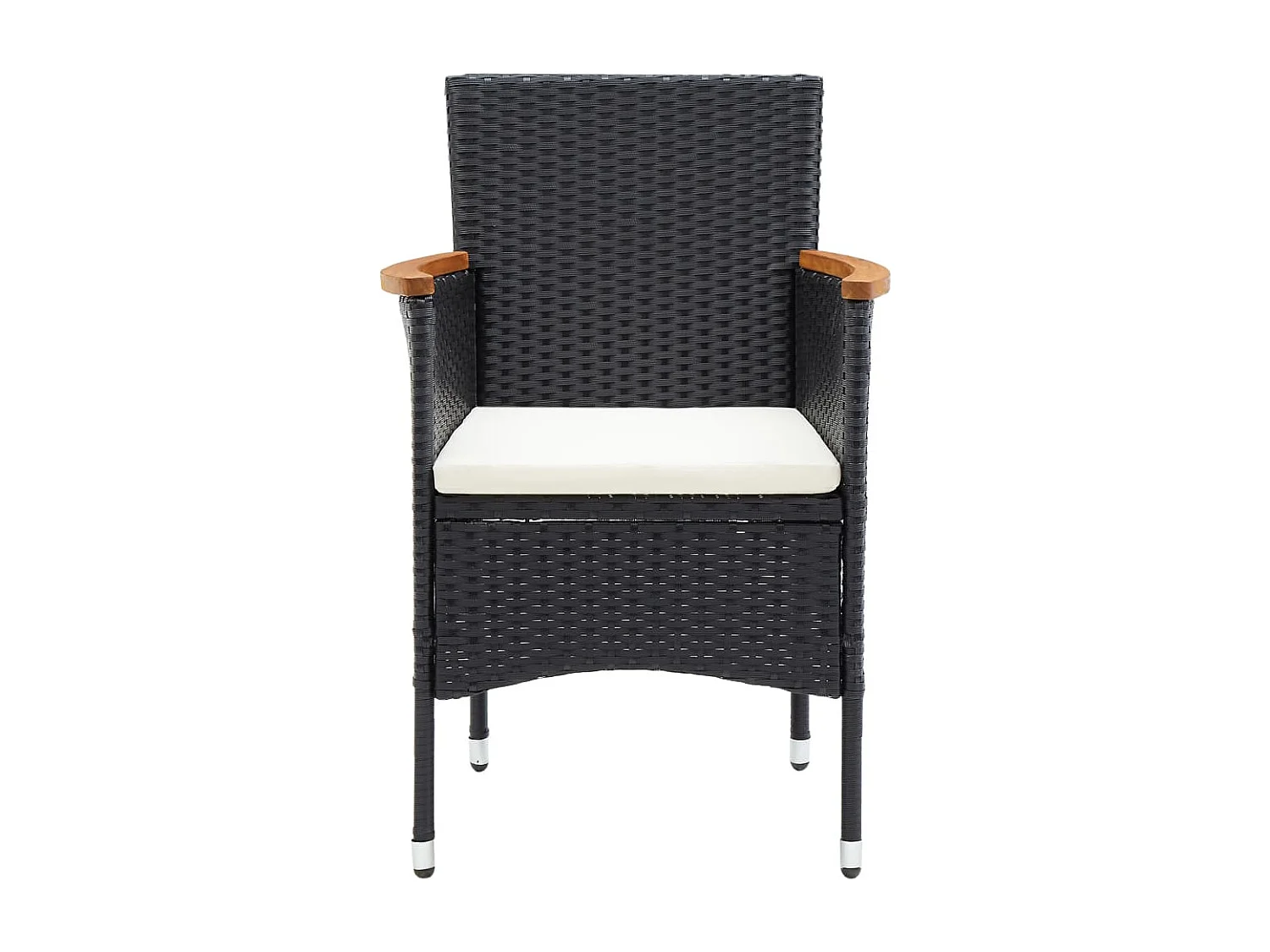 Sedie da Pranzo per Giardino 4 pz in Polyrattan Nero