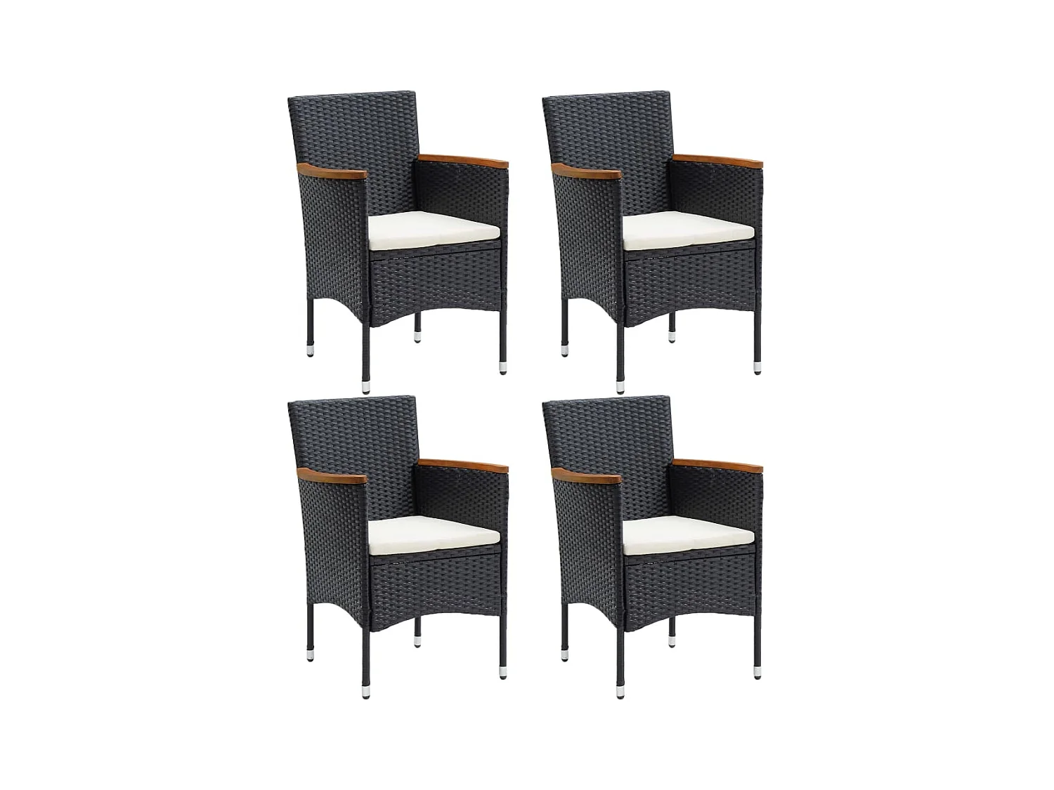 Chaises à manger de jardin lot de 4 Résine tressée Noir