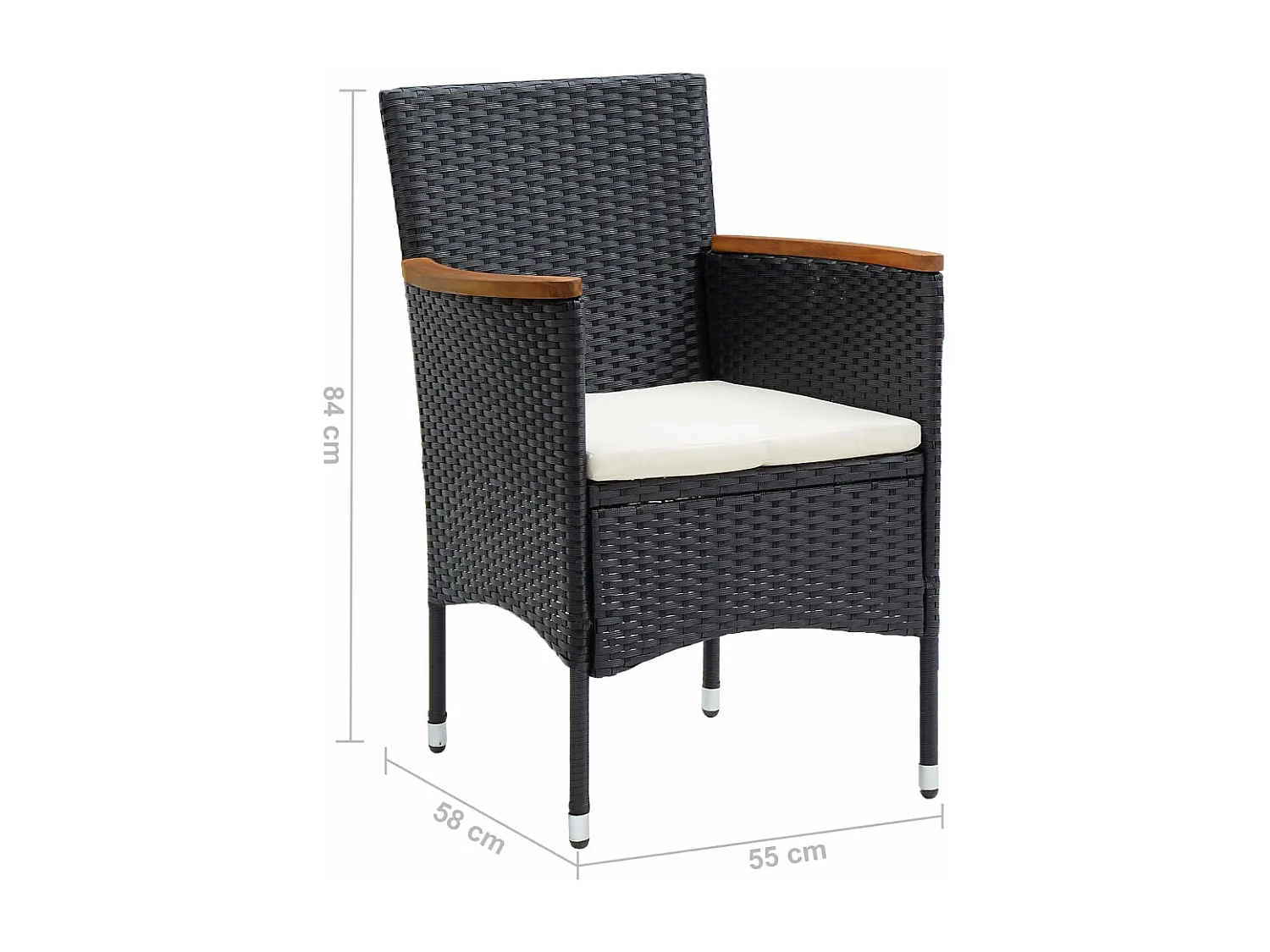 Chaises à manger de jardin lot de 4 Résine tressée Noir