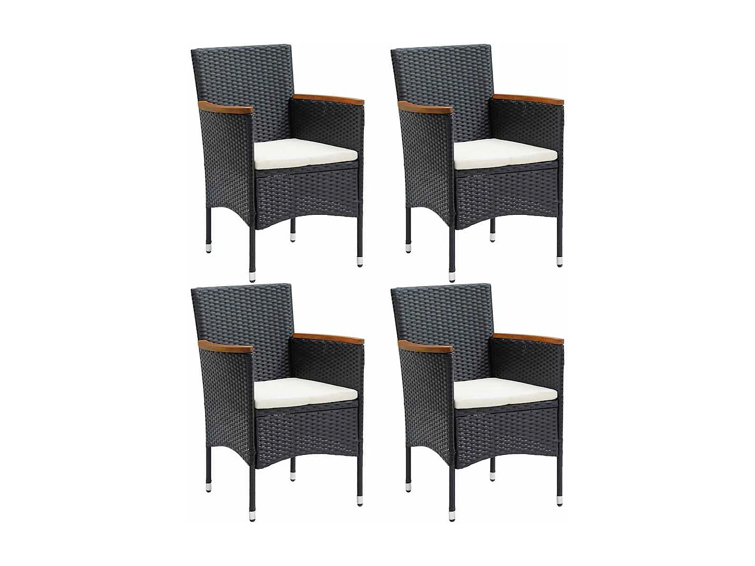 Cadeiras de jantar para jardim 4 pcs vime PE preto