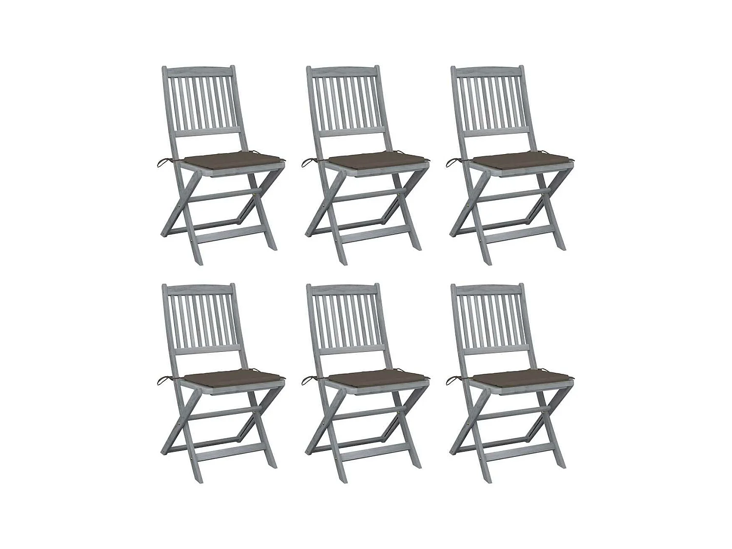 Chaises pliables d'extérieur lot de 6 et coussins Bois d'acacia