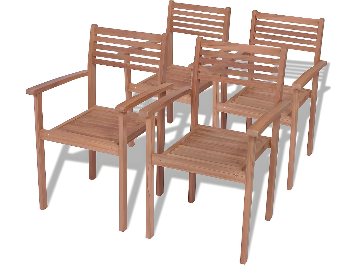 Stapelbare Gartenstühle 4 Stk. Massivholz Teak