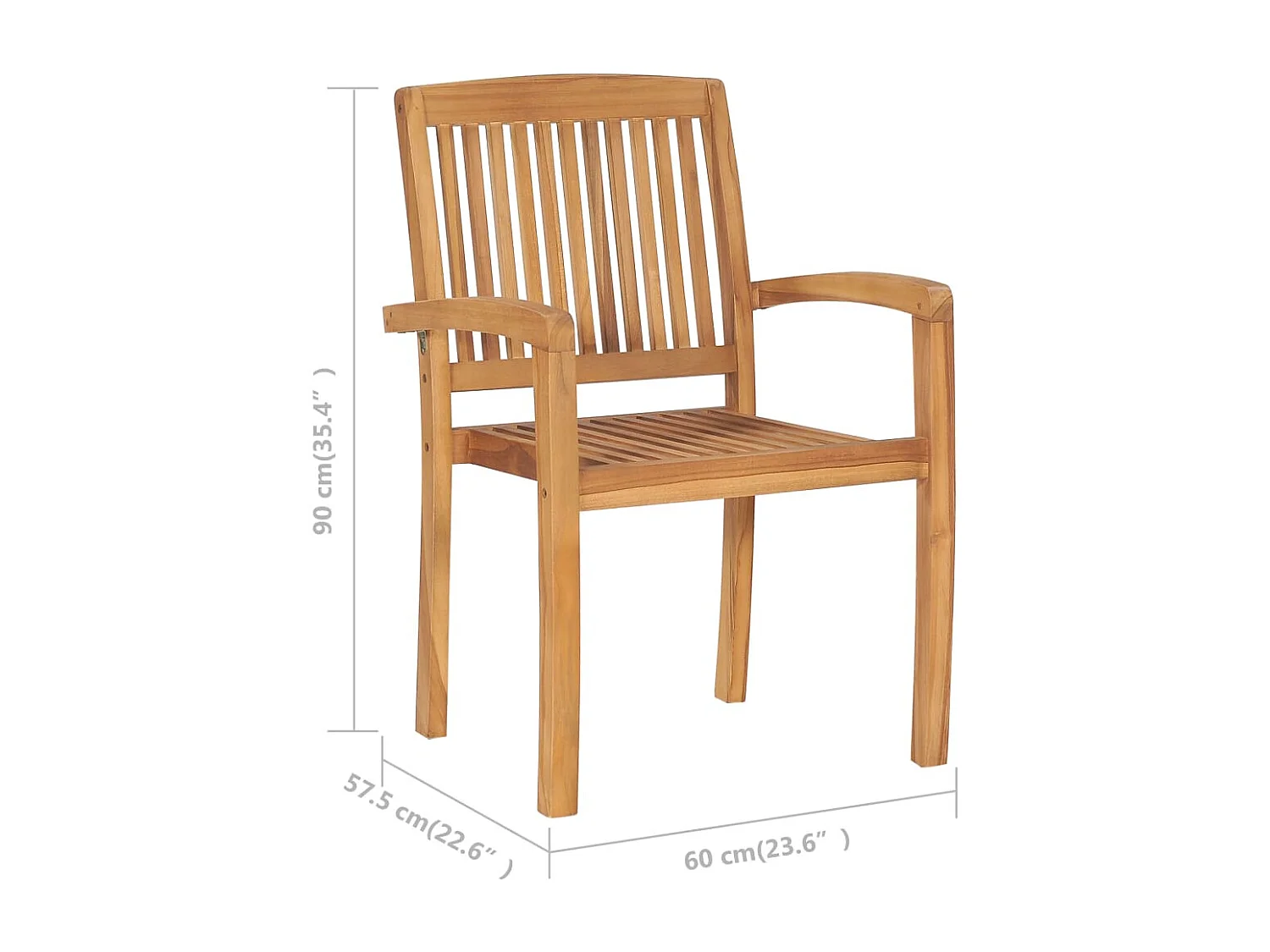 Chaises de jardin empilables avec coussins lot de 4 Teck solide