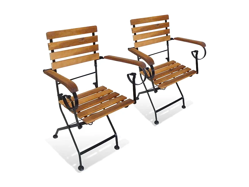 Klappbare Gartenstühle 2 Stk. Stahl und Massivholz Akazie