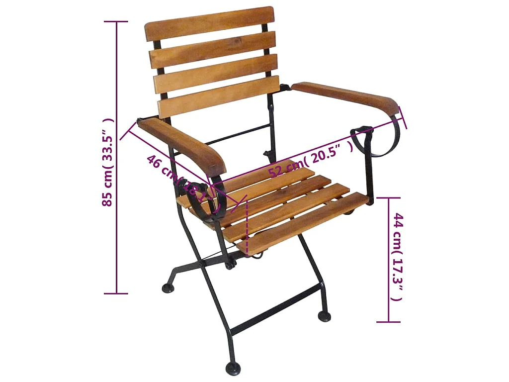 Klappbare Gartenstühle 2 Stk. Stahl und Massivholz Akazie