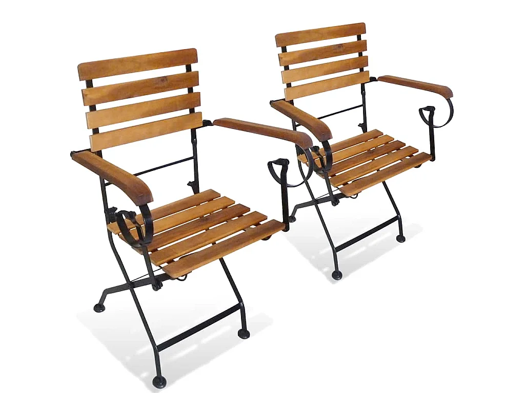 Sillas plegables (2 unidades) de acero y madera maciza de acacia.