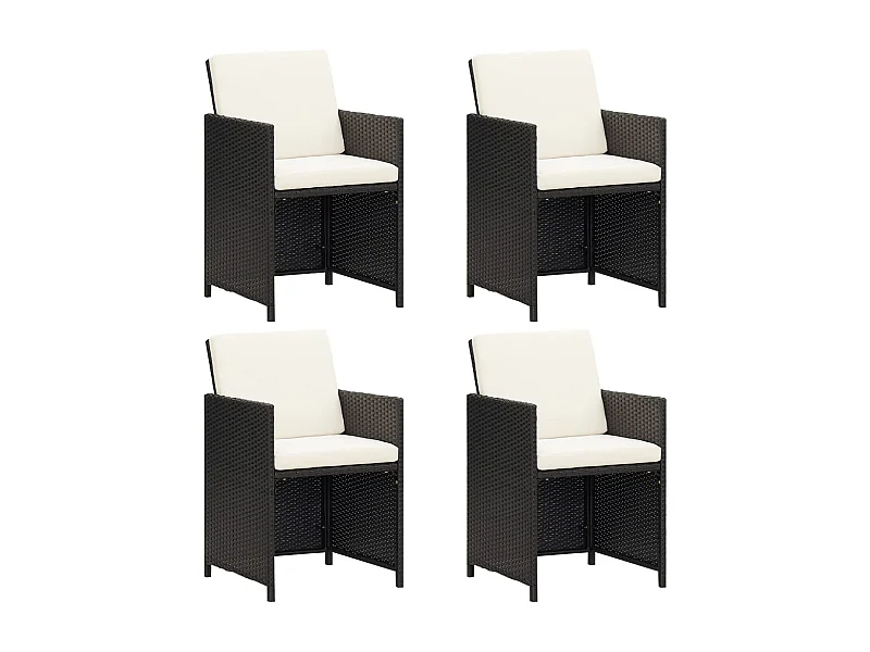 Tuinstoelen 4 st poly rattan zwart