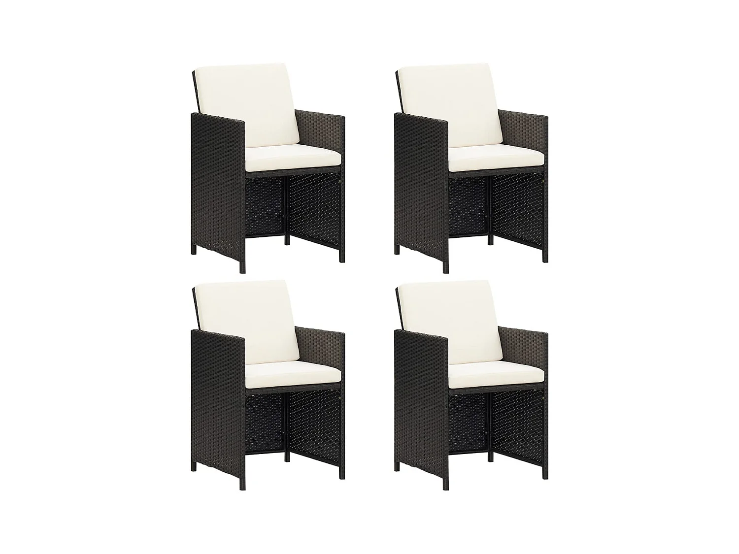 Chaises de jardin lot de 4 Résine tressée Noir