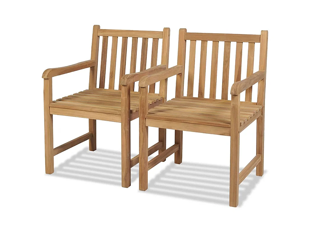 Chaises d'extérieur lot de 2 Bois de teck solide