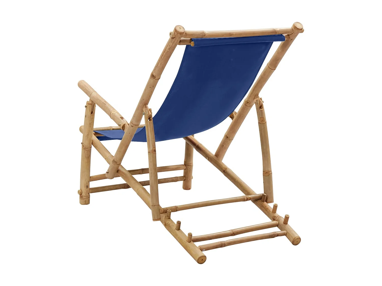 Liegestuhl Bambus und Canvas Marineblau