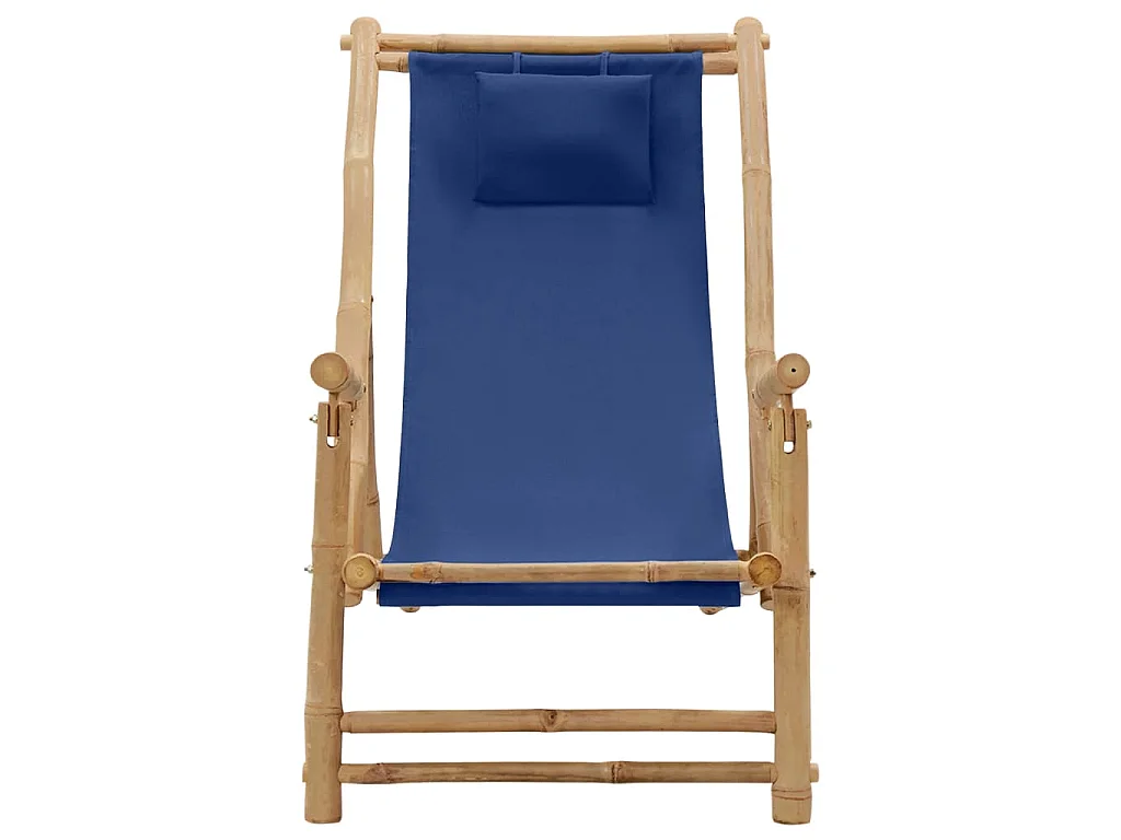 Chaise de terrasse Bambou et toile Bleu marine