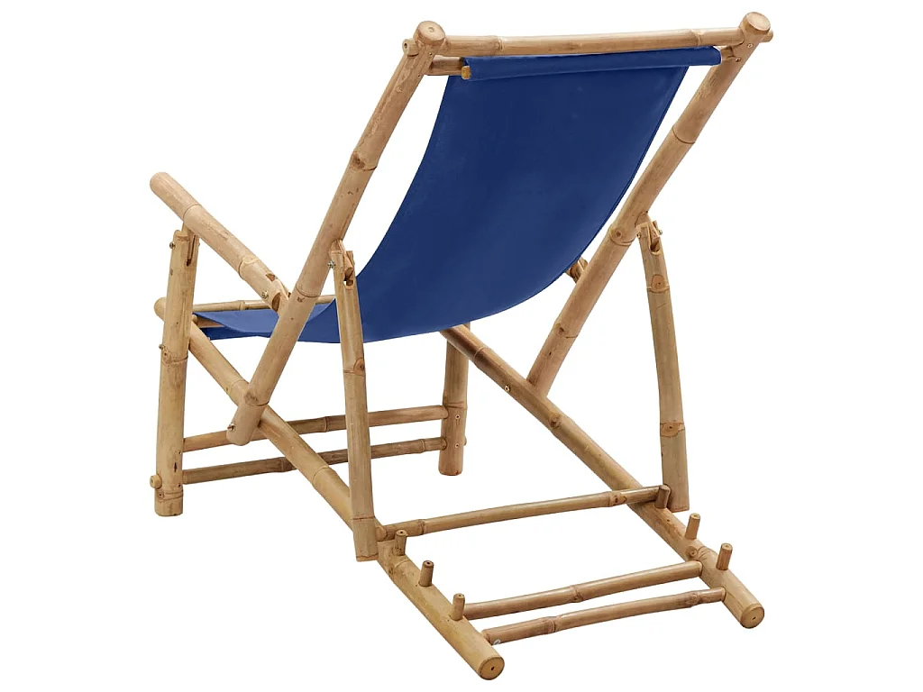 Chaise de terrasse Bambou et toile Bleu marine