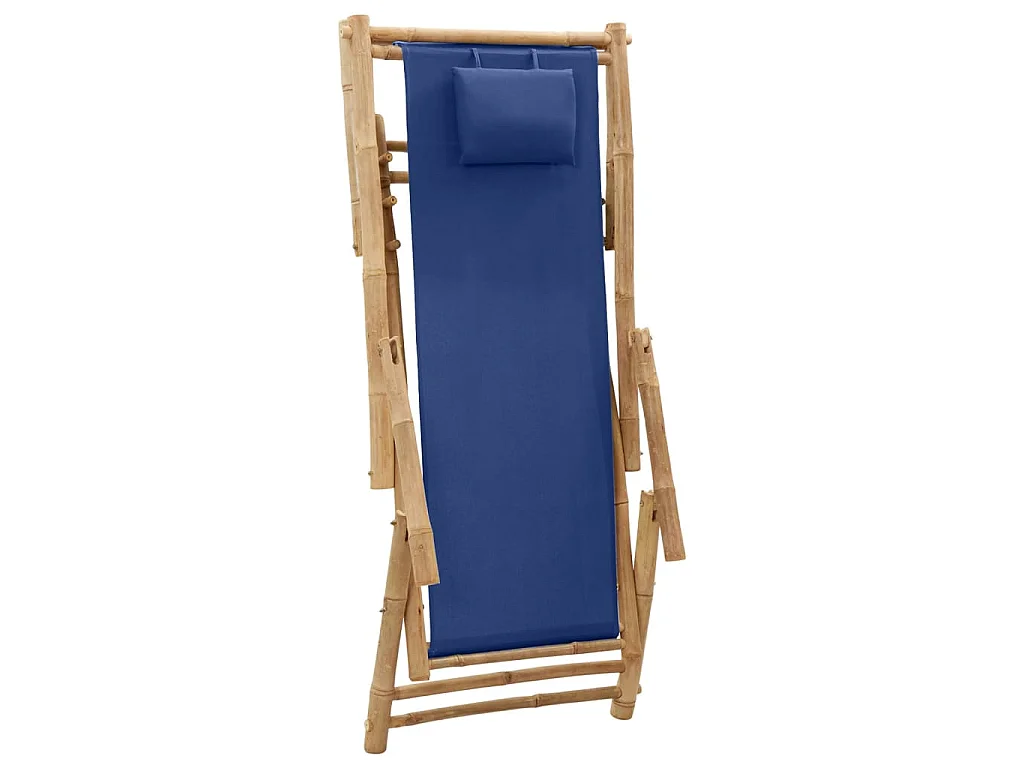 Chaise de terrasse Bambou et toile Bleu marine