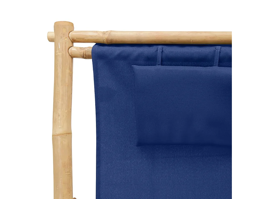 Chaise de terrasse Bambou et toile Bleu marine