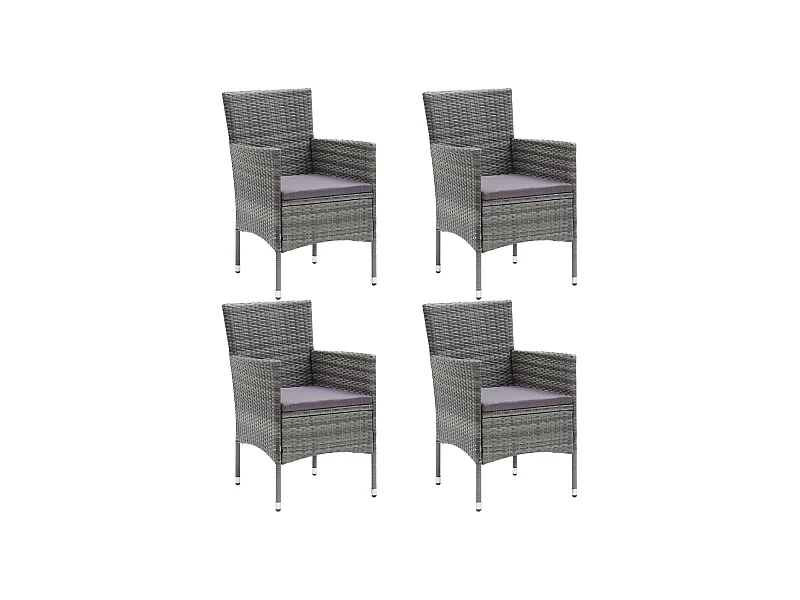 Garten-Essstühle 4 Stk. Poly Rattan Grau