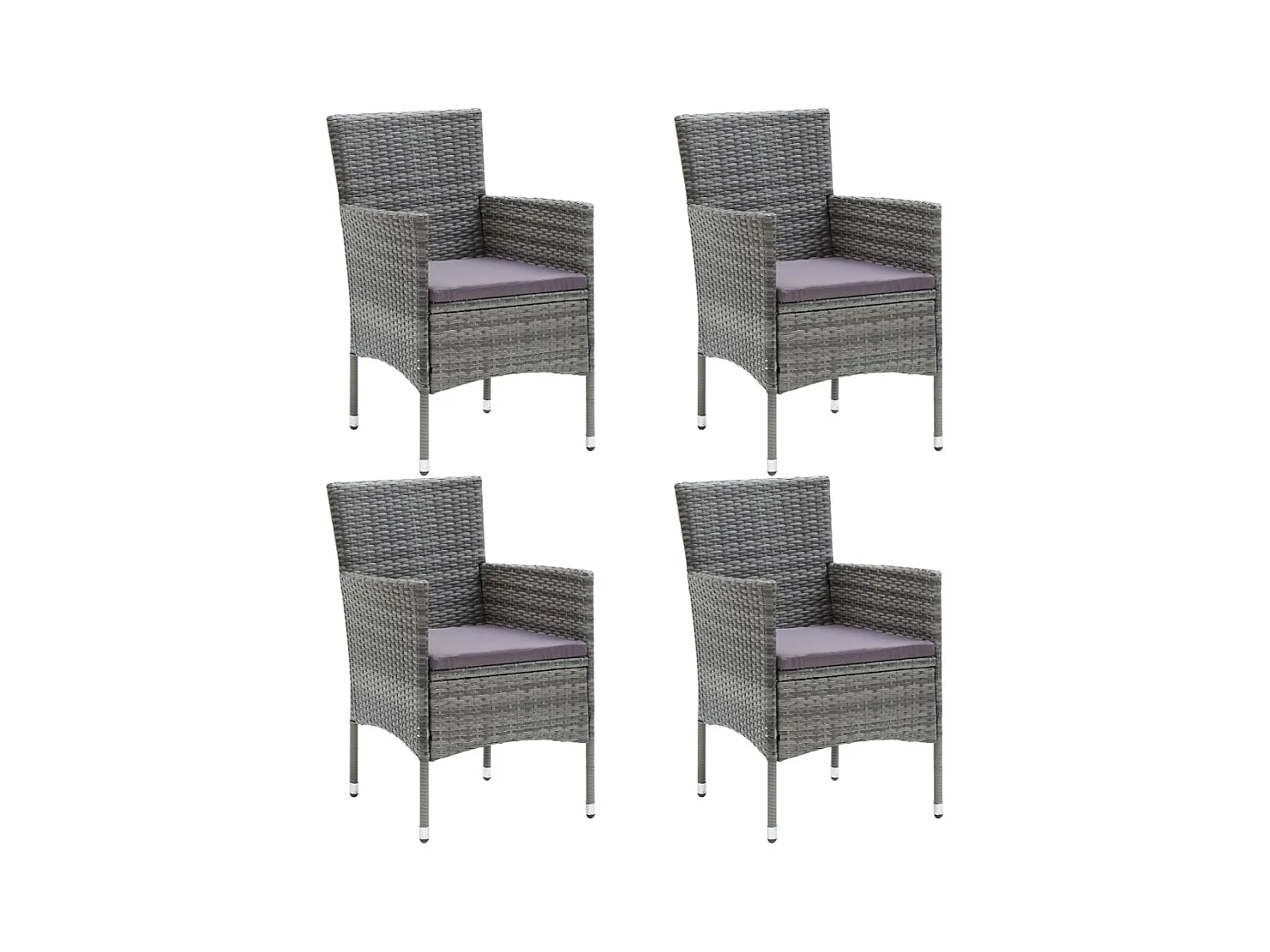 Chaises à manger de jardin lot de 4 Résine tressée Gris