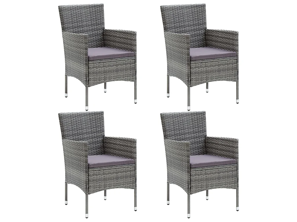Garten-Essstühle 4 Stk. Poly Rattan Grau