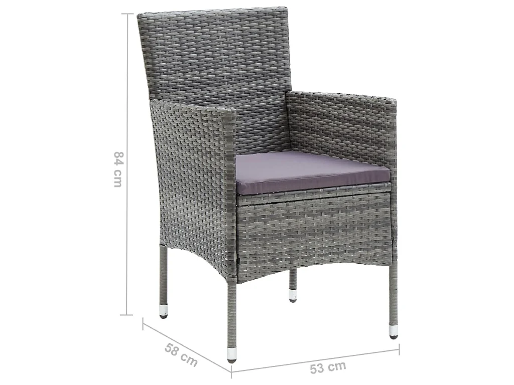 Garten-Essstühle 4 Stk. Poly Rattan Grau