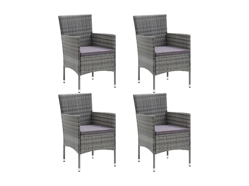 Chaises à manger de jardin lot de 4 Résine tressée Gris