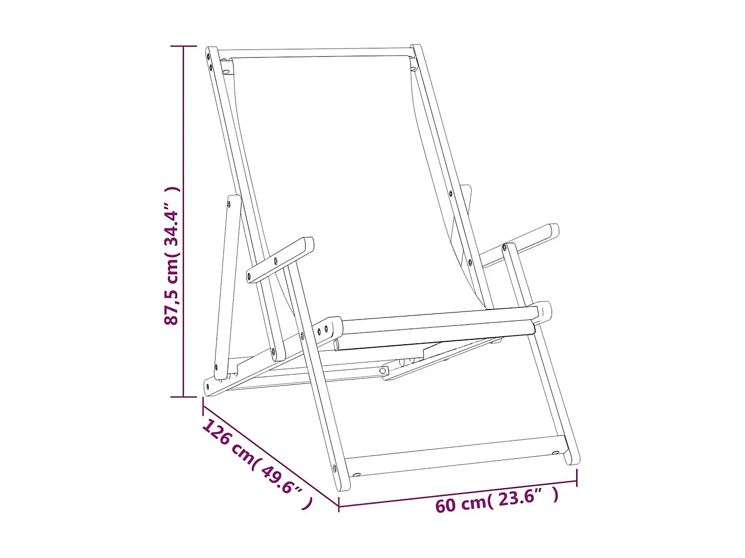 Chaise de plage pliable Bois de teck solide Crème