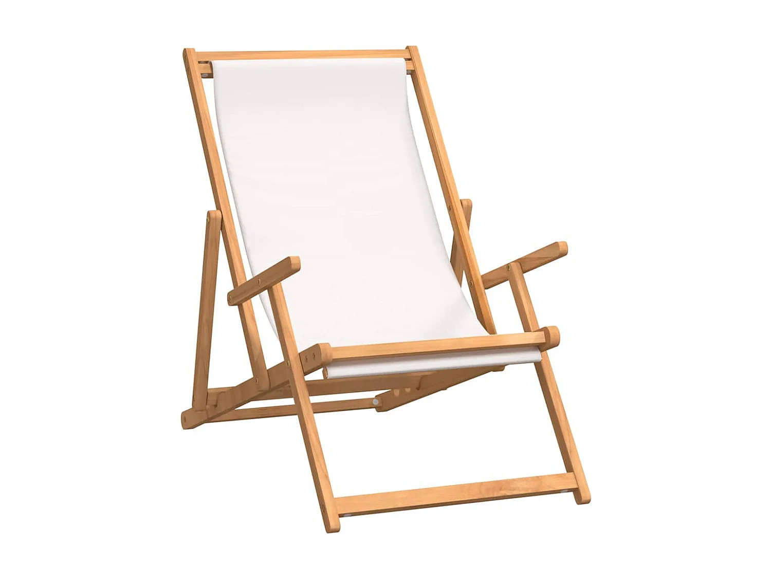 Chaise de plage pliable Bois de teck solide Crème