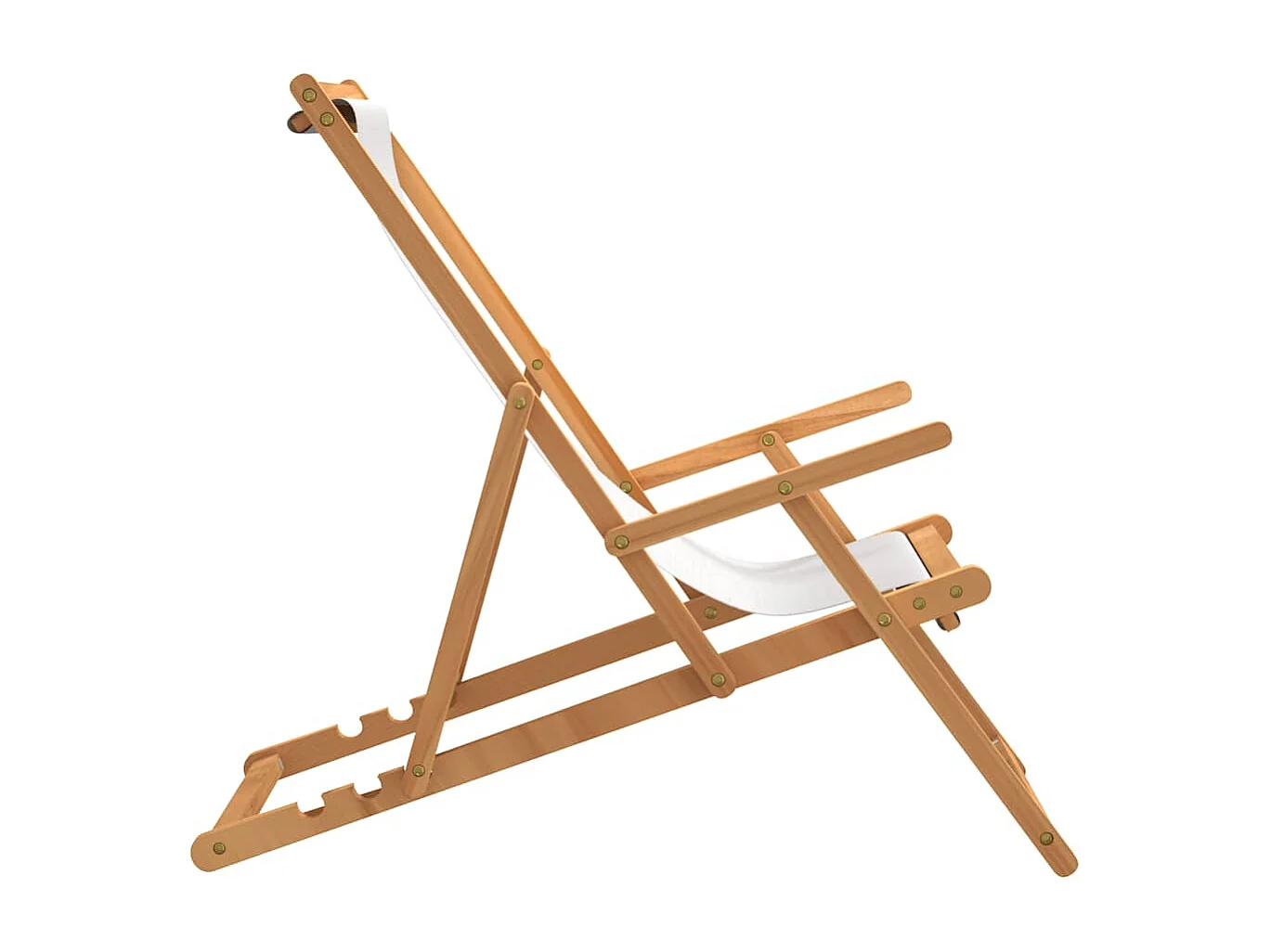 Chaise de plage pliable Bois de teck solide Crème