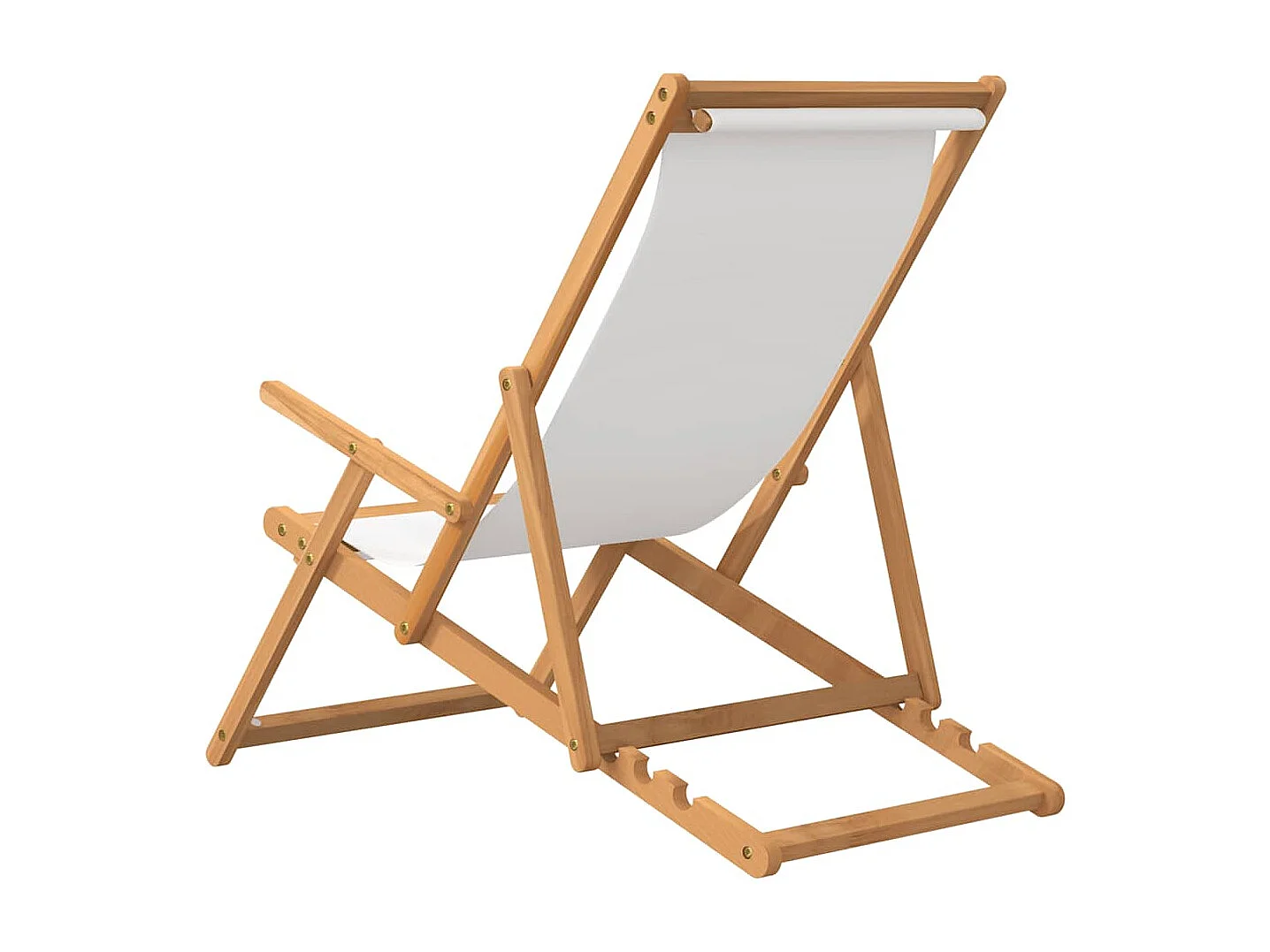 Chaise de plage pliable Bois de teck solide Crème