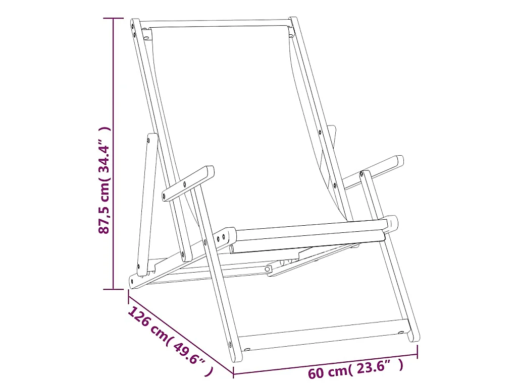 Strandstuhl Klappbar Massivholz Teak Creme