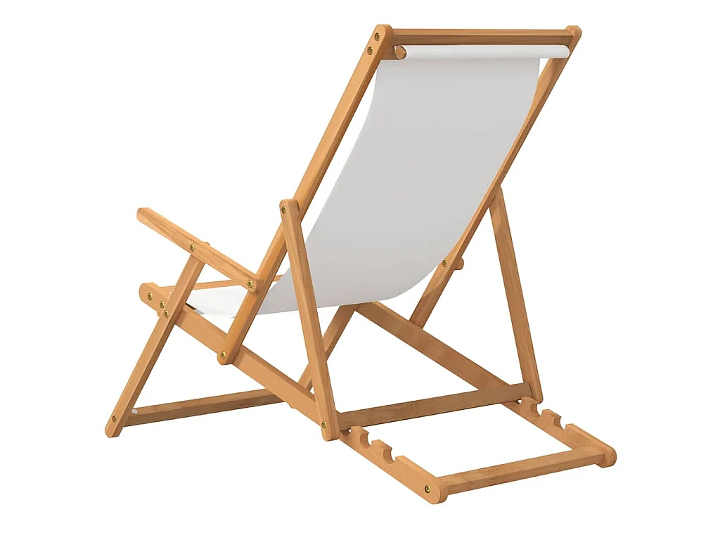 Sedia pieghevole in legno massello di teak color crema