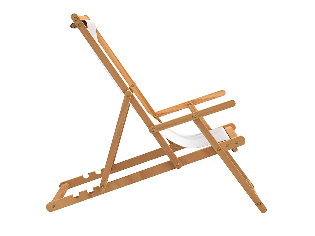Sedia pieghevole in legno massello di teak color crema