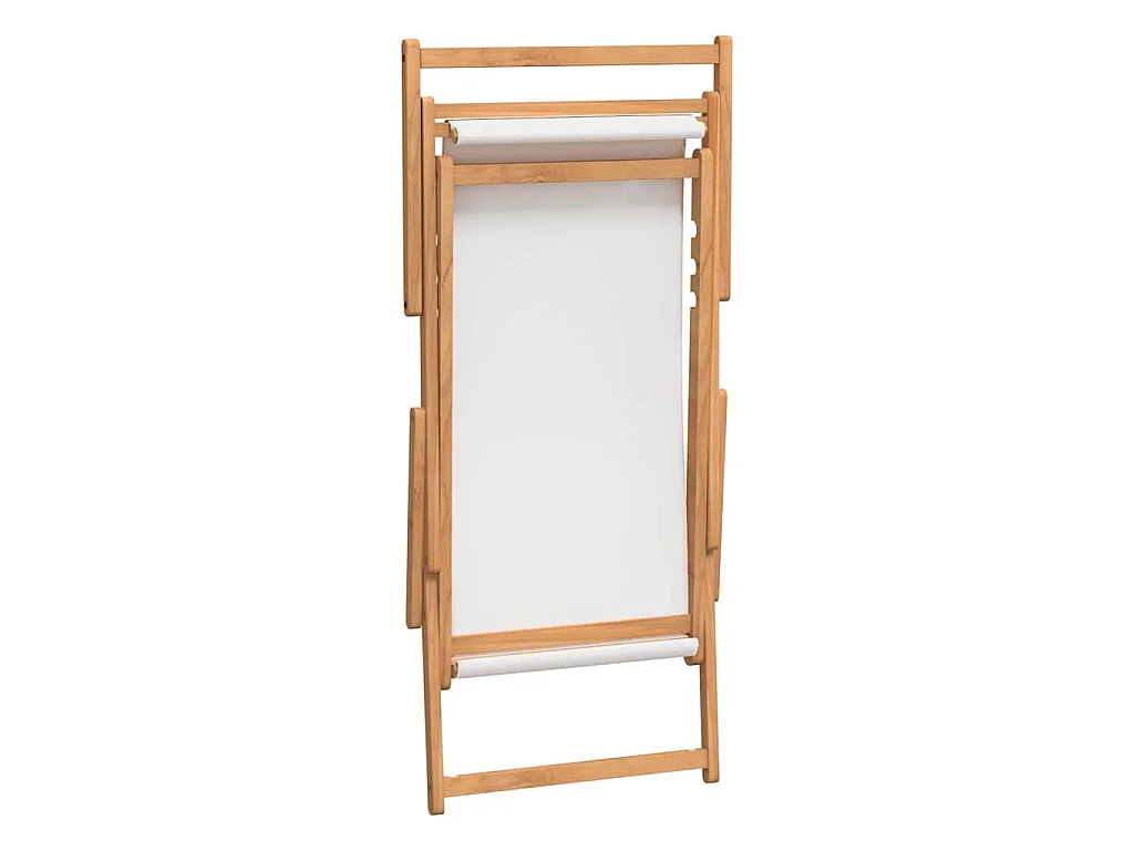 Sedia pieghevole in legno massello di teak color crema