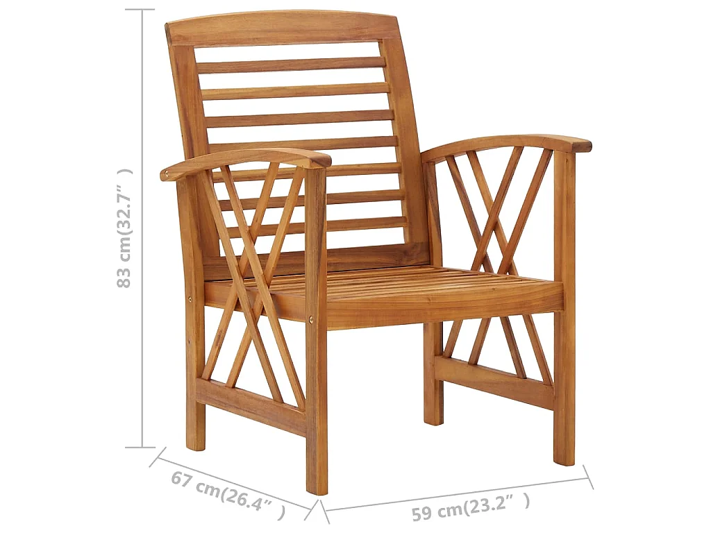 Chaises de jardin lot de 2 Bois d'acacia massif