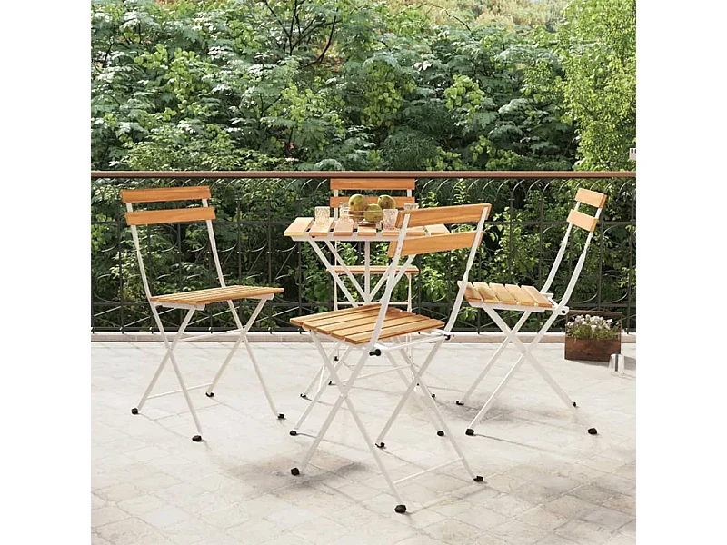 Chaises de bistrot pliantes lot de 4 Bois d'acacia solide acier