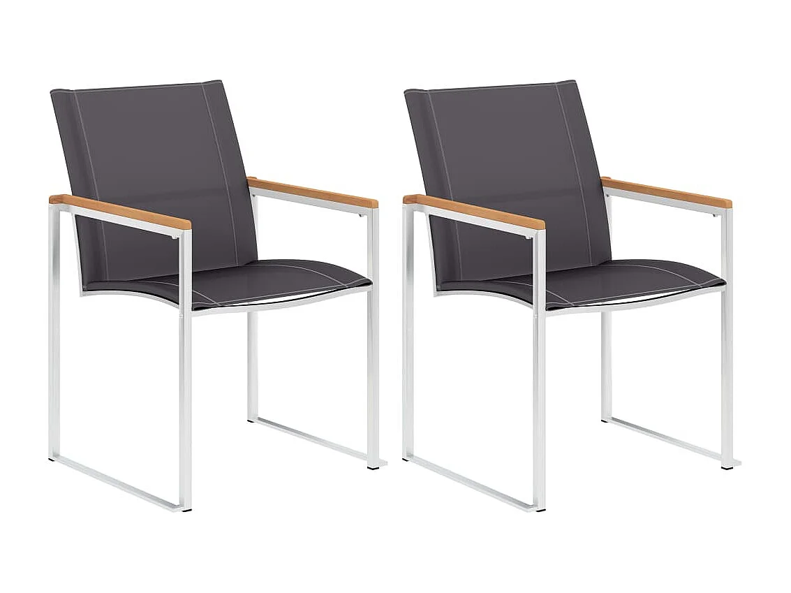 Gartenstühle 2 Stk. Textilene and Edelstahl Grau