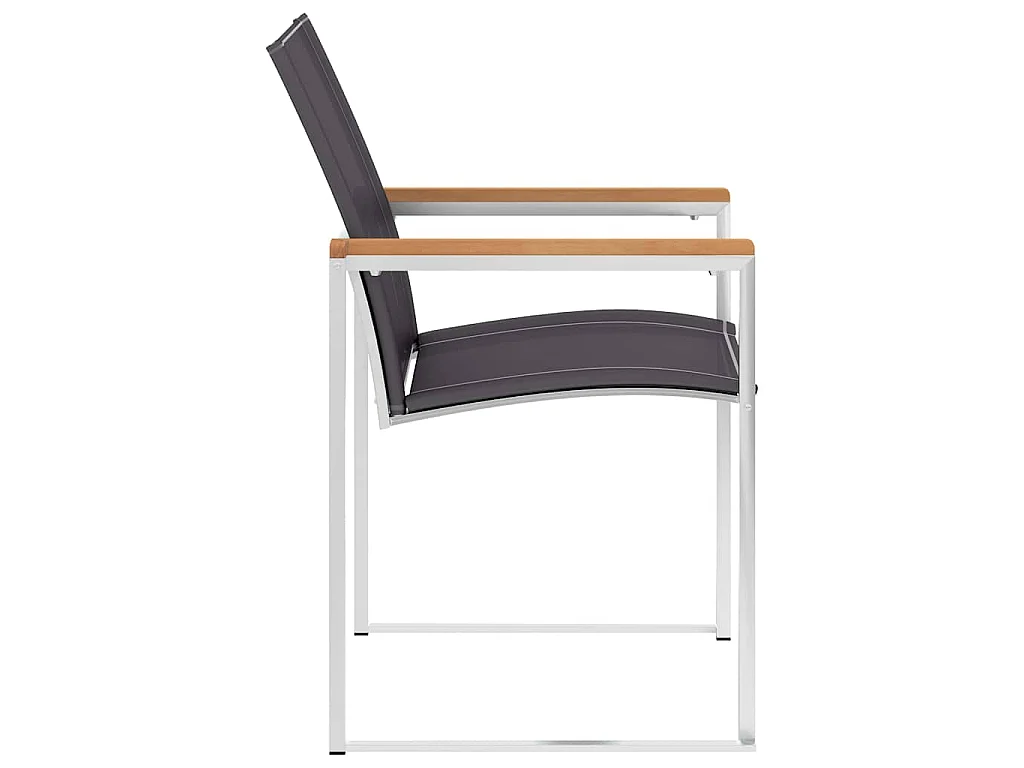Chaises de jardin lot de 2 Textilène et acier inoxydable Gris