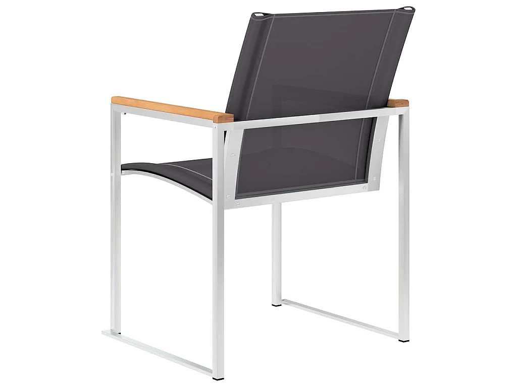 Chaises de jardin lot de 2 Textilène et acier inoxydable Gris