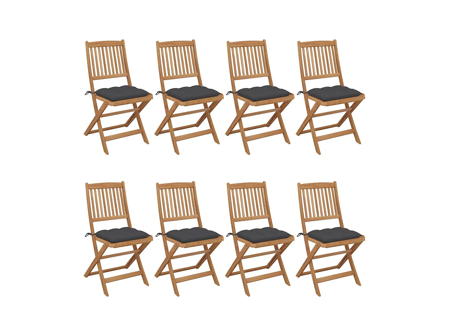 Tuinstoelen 8 st inklapbaar met kussens massief acaciahout