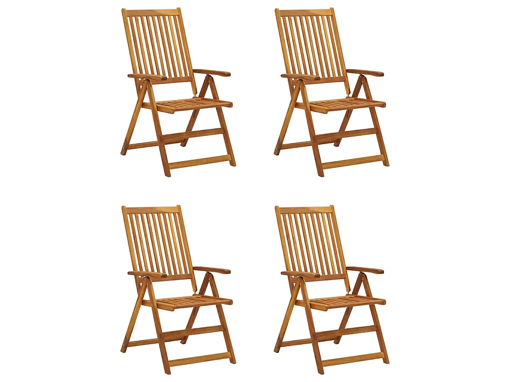 Sillas de jardín reclinables 4 uds madera maciza acacia cojines