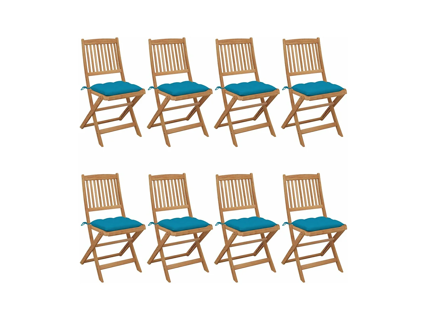 Chaises pliables de jardin lot de 8 avec coussins Bois d'acacia