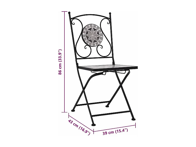 Mosaik-Bistrostühle 2 Stk. Grau