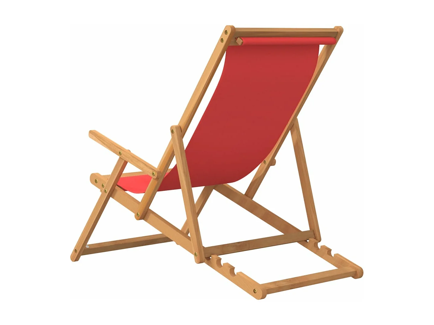 Chaise de plage pliable Bois de teck solide Rouge