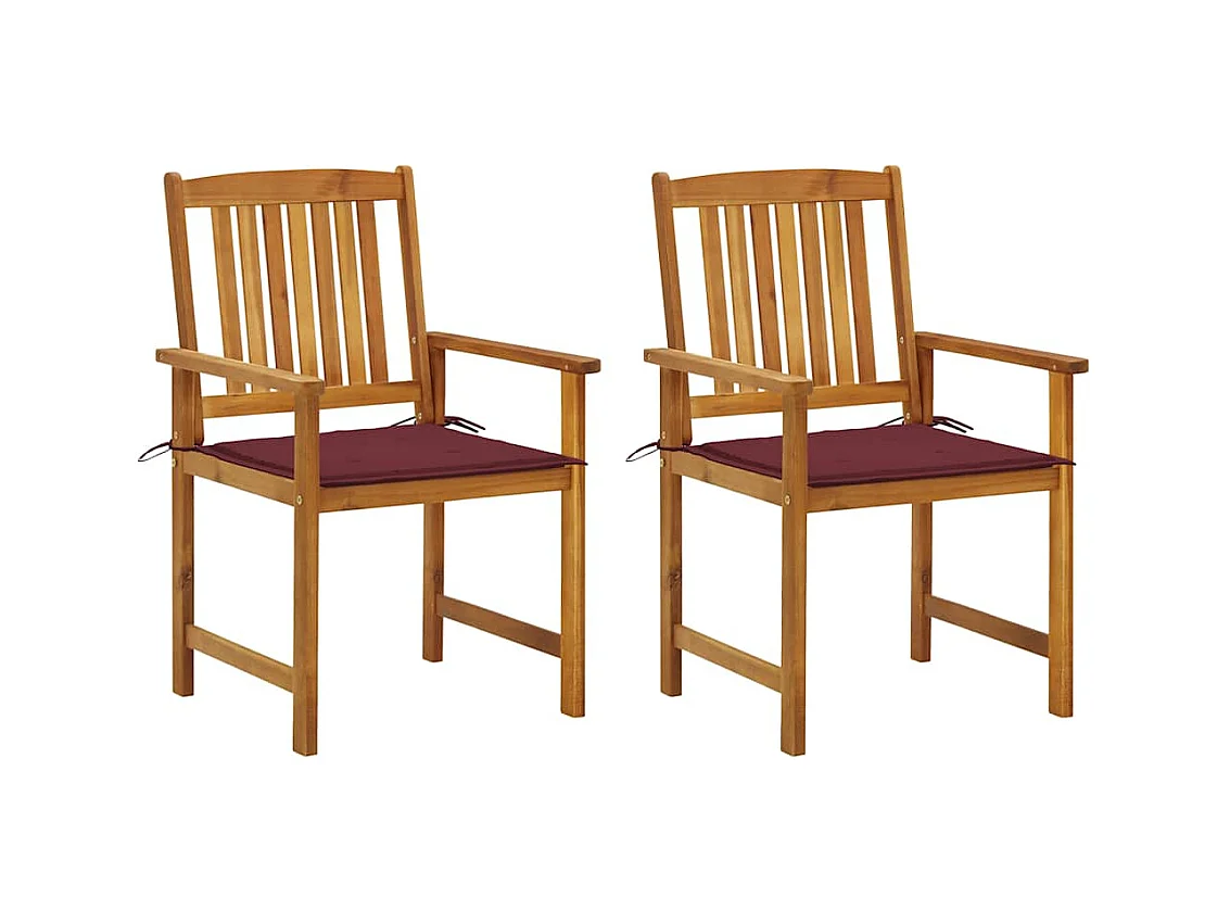 Tuinstoelen 2 st met kussens massief acaciahout
