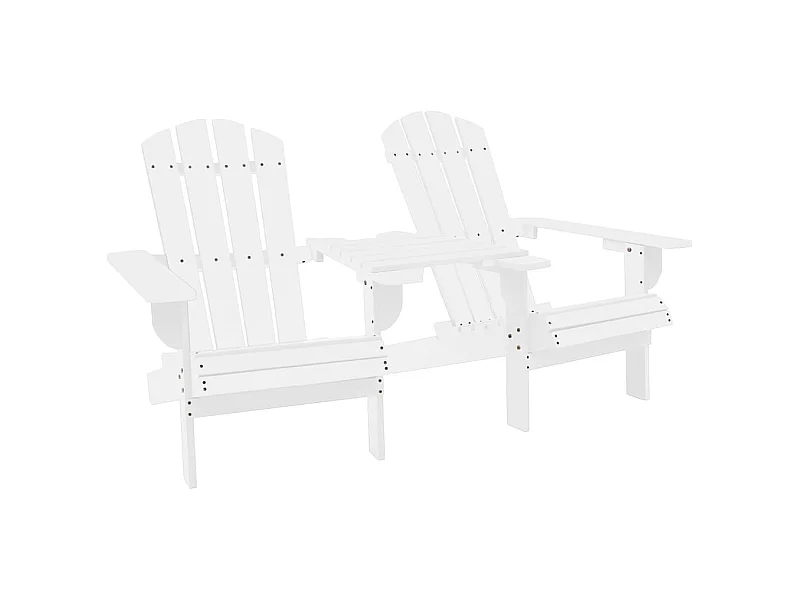 Adirondack-Gartenstühle mit Tisch Massivholz Tanne Weiß