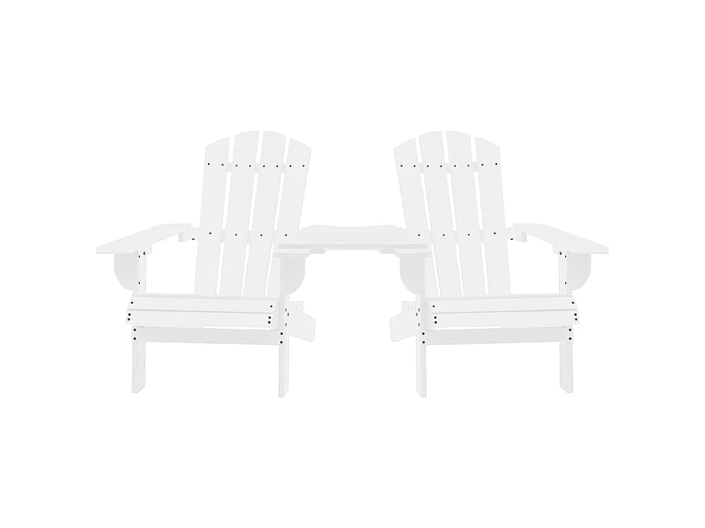 Adirondack-Gartenstühle mit Tisch Massivholz Tanne Weiß