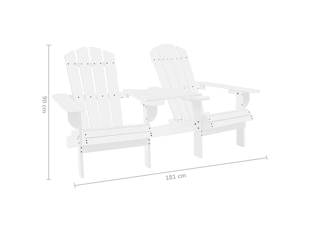 Adirondack-Gartenstühle mit Tisch Massivholz Tanne Weiß