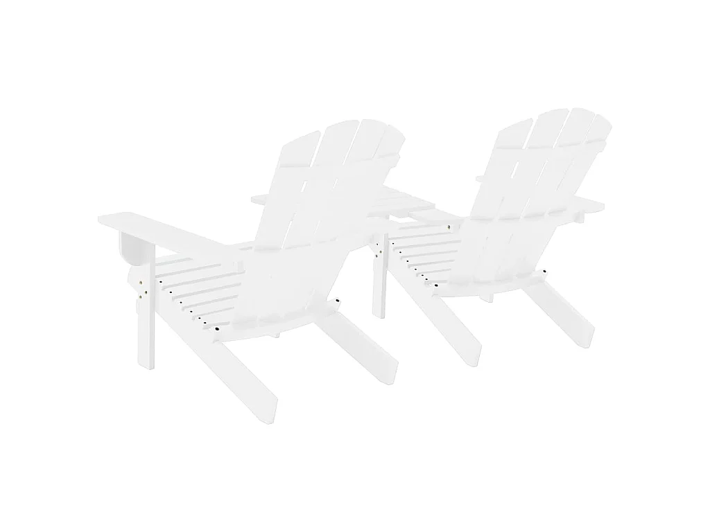 Adirondack-Gartenstühle mit Tisch Massivholz Tanne Weiß