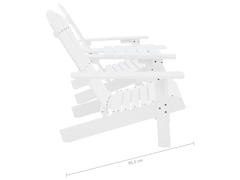Adirondack-Gartenstühle mit Tisch Massivholz Tanne Weiß