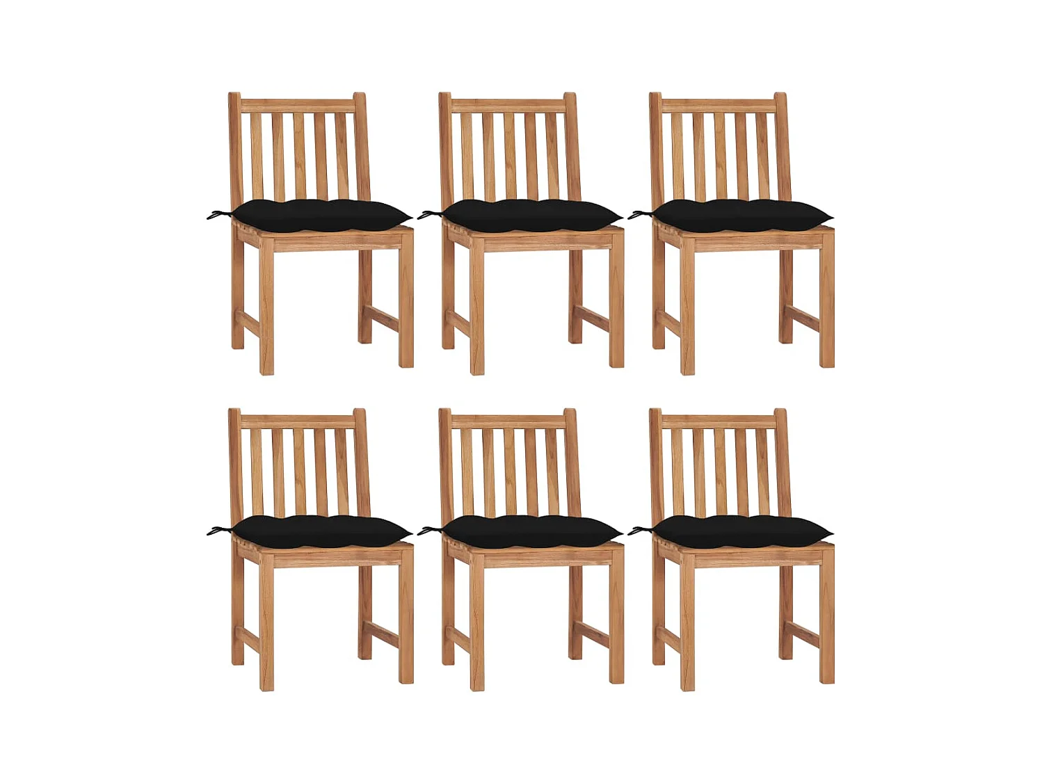Chaises de jardin lot de 6 avec coussins Bois de teck massif