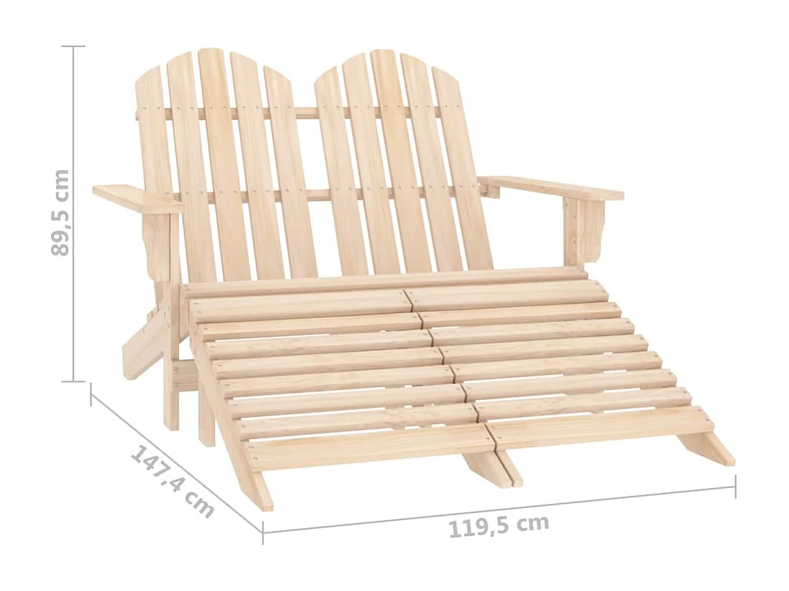 Tuinstoel 2-zits Adirondack met voetenbank vurenhout